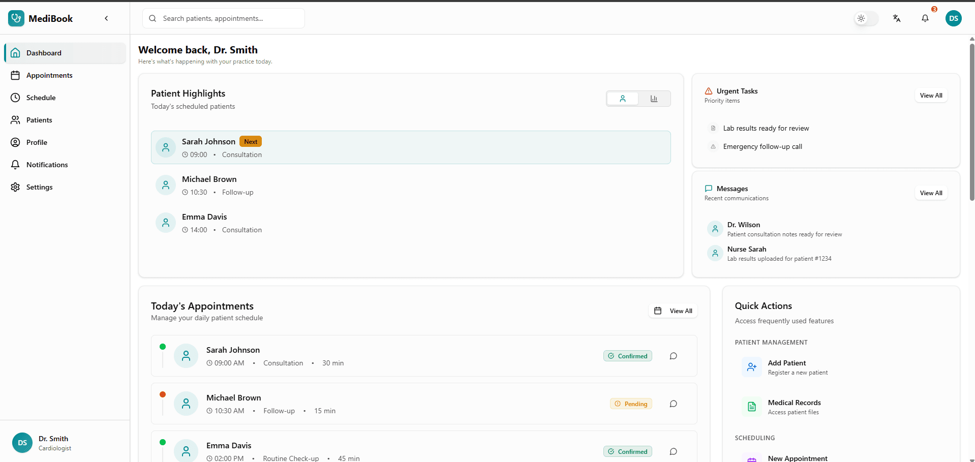 Interface de gestion des patients