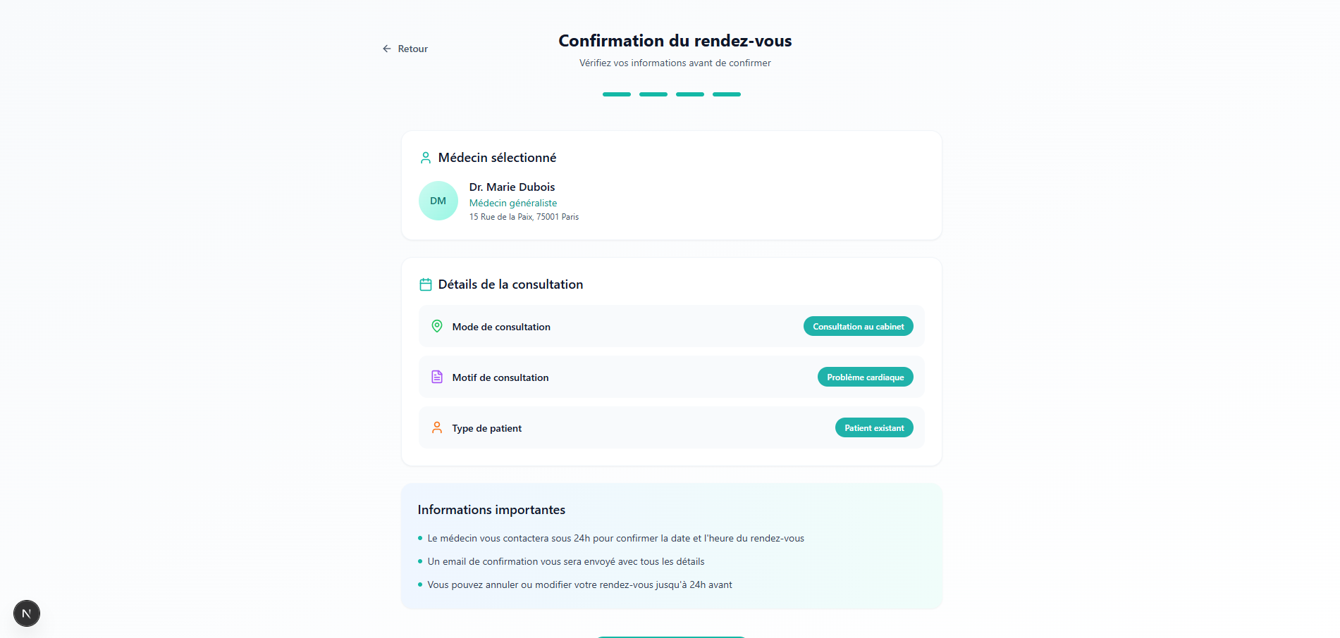 Choix du motif de consultation